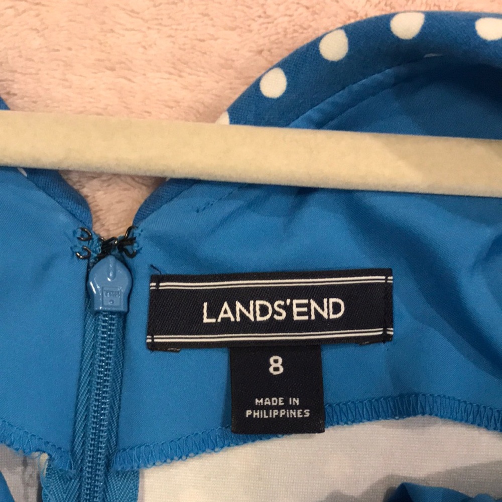 Blue Polka Dotted Dress from Lands End, Slimming 🐣 💐 - Picture 4 of 4